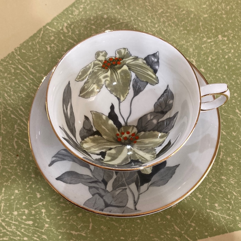 Clarence bone china teacup and saucer